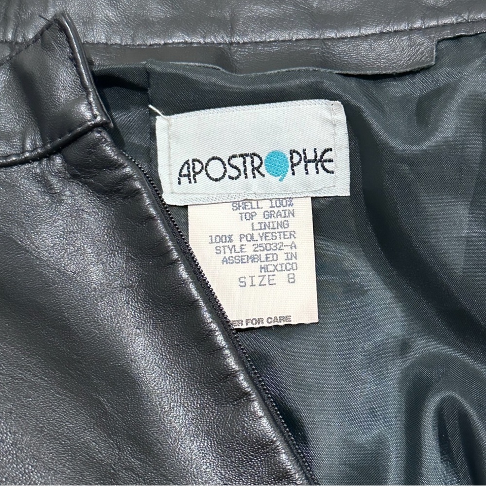 Apostrophe Black Genuine Leather Skirt Pencil Skirt Zip Closure size 8 - Picture 4 of 6